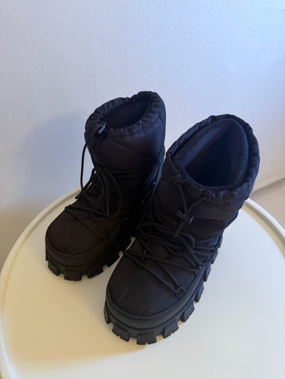 Prada Black Padded Nylon Lug-Sole Boots - Picture 3 of 4